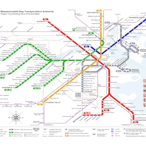 Boston - Map - Metro Map - Print - Poster - MTA