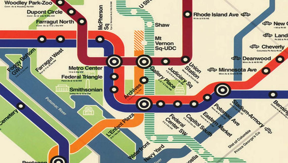 Washington DC Map - Metro Map - Vintage - 1975print - Poster - Etsy