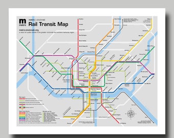 Cincinnati - Map - - Ohio - Metro Map - Print - Poster - MTA