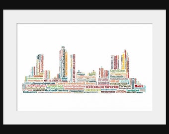 Austin Texas Skyline Word Art Typography - Color - Typographical Print Poster