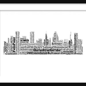 Baltimore Skyline Typography Print Poster Map