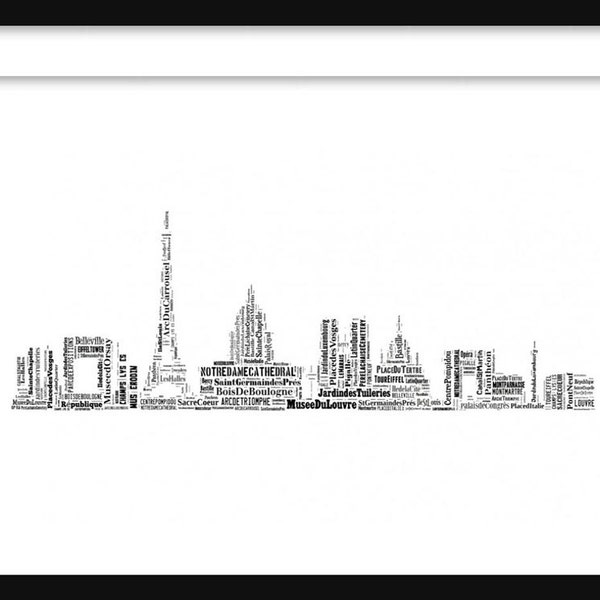 Paris Skyline Word Art Typographie Impression Poster