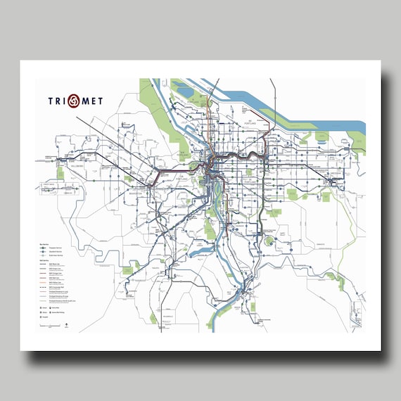 Portland Oregon Map Metro Map Print Poster MTA Etsy