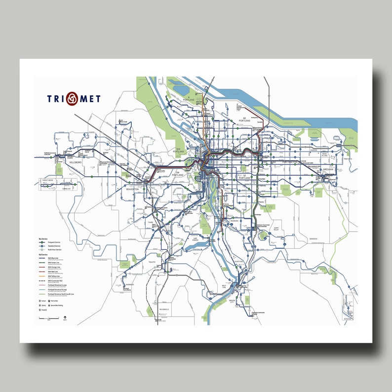 Portland Oregon Map Metro Map Print Poster MTA Etsy