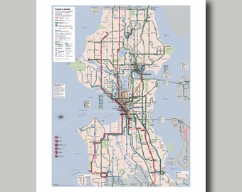 Seattle - Washington - Map - Metro Map - Print - Poster - Subway Map - Transit Map