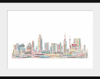 San Antonio Skyline  - Word Art Typography - Typographical - Print Poster Color