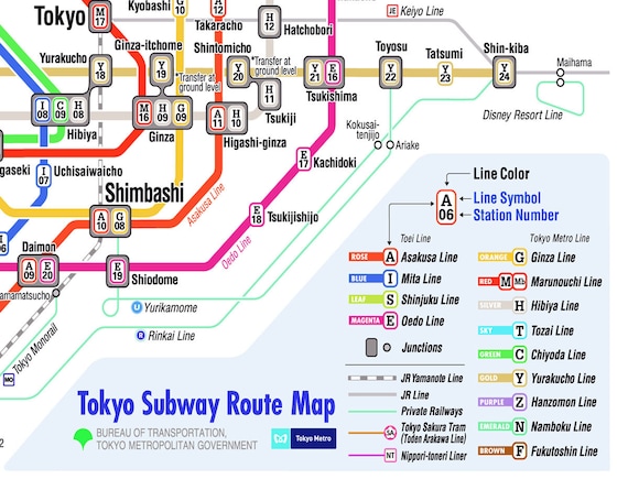 Tokyo - Map - Metro Map - Subway - Japan - Print - Poster