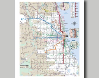 Chicago - Map - CTA - Metro Map - Print - Poster - Subway Map