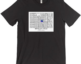 Chicago - Cubs - Wrigleyville - Karte - Wrigley Field - T-Shirt - Unisex