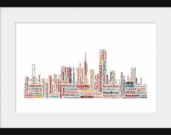 San Francisco Skyline Typography Print Poster Map Color