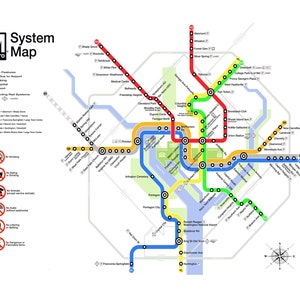 Washington DC Map - Metro Map - Print - Poster