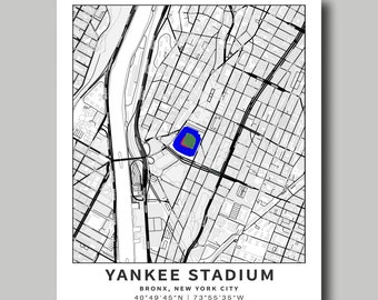 New York Yankees - Yankee Stadium - Bronx Boomers - Map - Print - Poster - Yankees