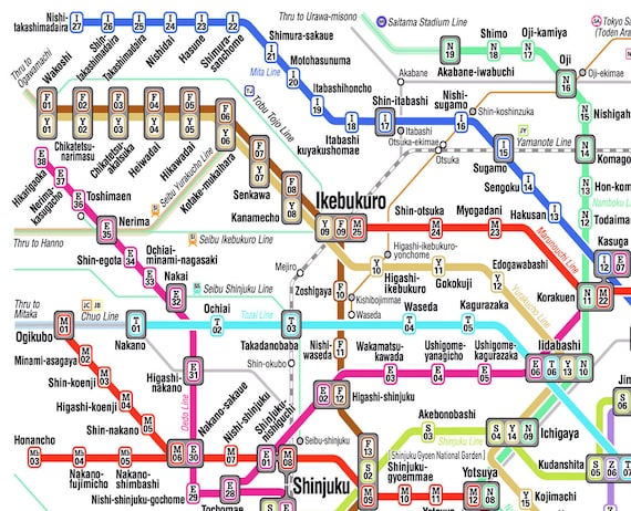Tokyo - Map - Metro Map - Subway - Japan - Print - Poster