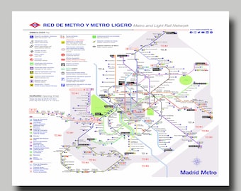 Madrid - Spain - Map - Metro Map - Print - Poster - Underground