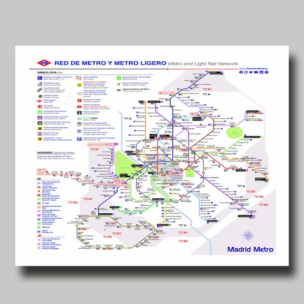 Madrid - Spain - Map - Metro Map - Print - Poster - Underground