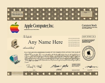 Apple Computers - Stock Certificate - Custom - iMac - IPhone