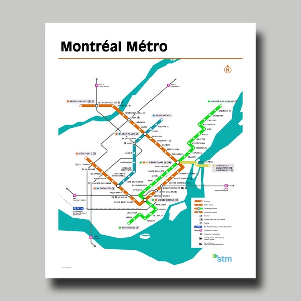 Montreal - Canada - Map - Metro Map - Transportation - Bus - Print - Poster