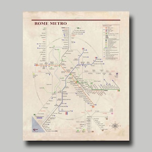 Rome - Map - Metro Map - Print - Poster - MTA