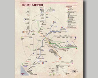 Rome - Map - Metro Map - Print - Poster - MTA