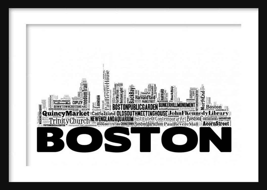 Boston - Skyline - Typography - Print - Poster - Map - Etsy