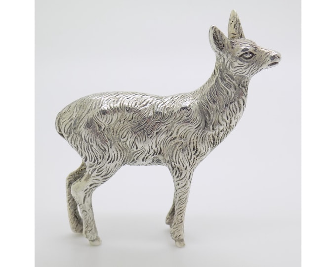 Vintage Italian Handmade Genuine Silver Deer / Fawn Solid Figurine Rare Statue, Years 1950/1960