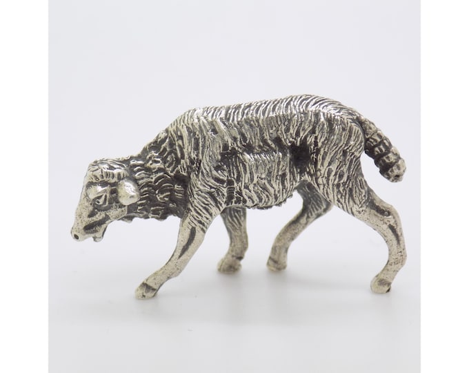 Vintage Italian Handmade Genuine Silver Detailed and Rare Sheep Figurine Miniature