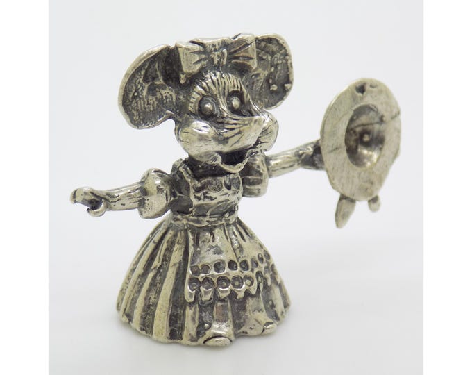 Vintage Italian Handmade Genuine Silver Rare Country Cartoon Mouse Figurine Solid Miniature
