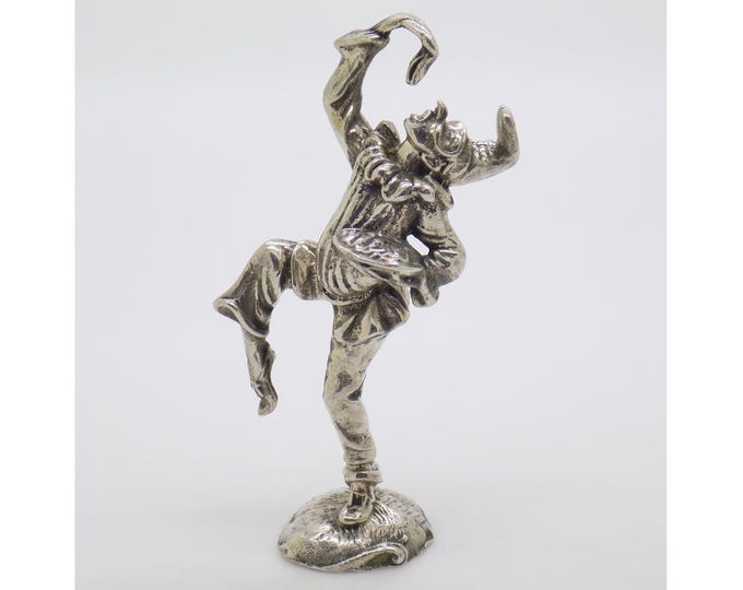 Vintage Italian Handmade Genuine Sterling Silver 925 Pulcinella "Commedia dell'Arte" Figurine