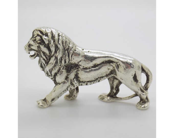 2.6-oz. Vintage Italian Handmade Genuine Silver Lion Solid Figurine, Rare Animal Miniature