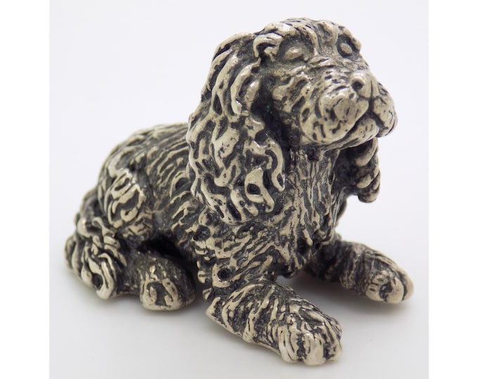Handmade Italian Silver Sitting Dog Figurine, Solid Sculpture, 800 Silver, 1970s-1980s