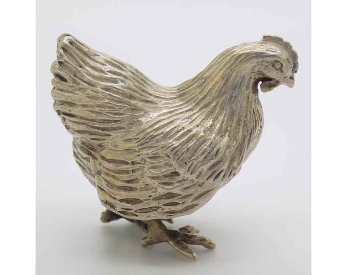 Vintage Italian Handmade Genuine Silver Hen Large Figurine Detailed Collectible Solid Decoration made in Varese (Italy)