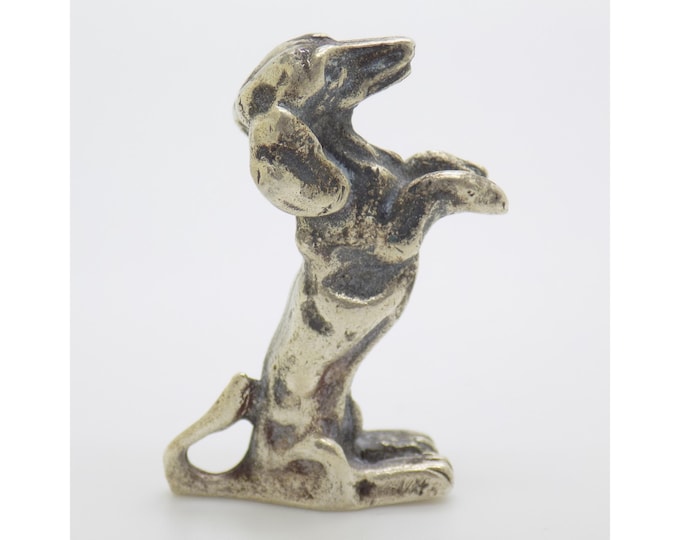 Vintage Italian Handmade Genuine Silver Standing Dog Figurine Miniature