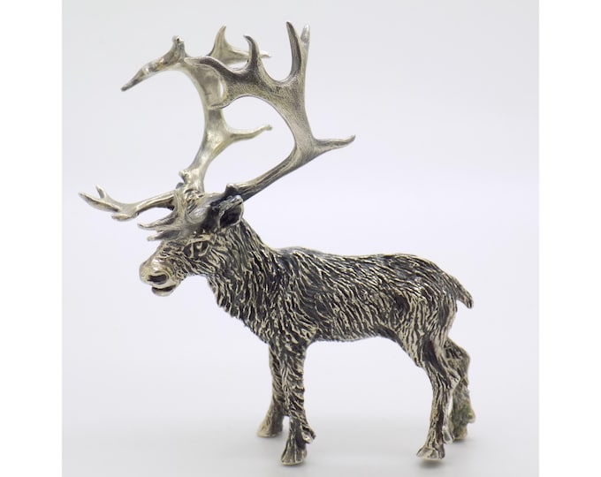 Vintage Italian Handmade Silver Stag Large Figurine by Mario Cerreti Handmade Sculpture