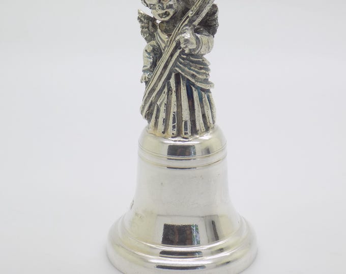 Vintage Italian Handmade Genuine Silver Angel Bell Instrument Christmas Ornament Brandimarte Florence Continental Silver Table Bell Decor