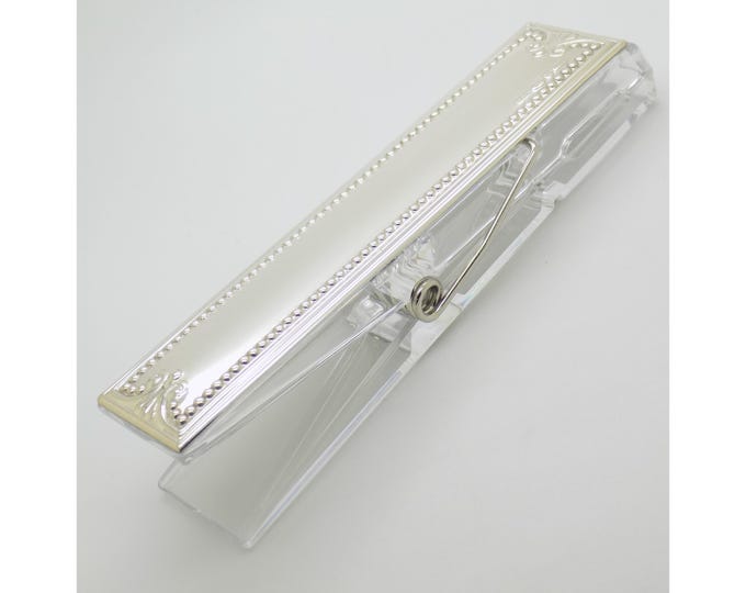 Vintage Italian Handmade Genuine Sterling Silver 925 & Plexiglass Laminated Desk Binder Clip