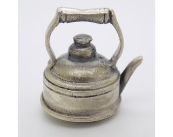 Vintage Italian Handmade Genuine Silver Teapot Dollhouse Miniature Solid Figurine