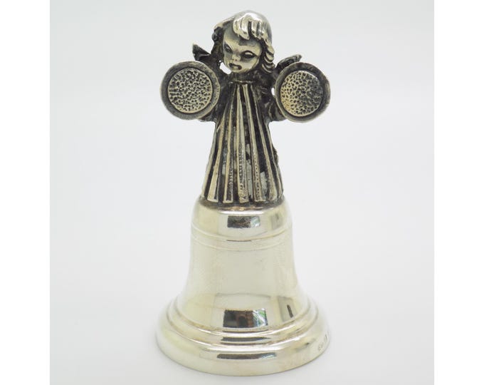 Vintage Italian Handmade Genuine Silver Musical Angel Bell by Brandimarte of Florence, 1980s Solid 800 Silver Christmas Table Bell 283 FI