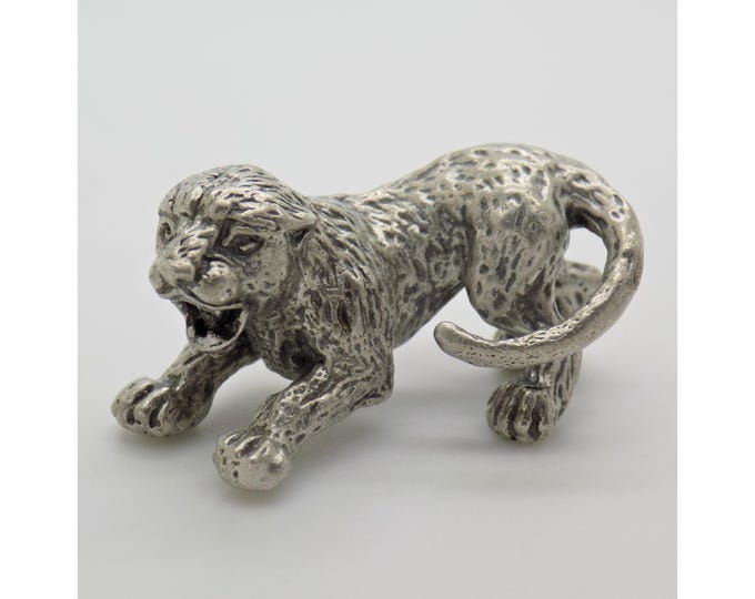 Vintage Italian Handmade Genuine Silver Lion Cub Figurine 800 Detailed Animal Miniature Collectible Tuscany Style 1970s