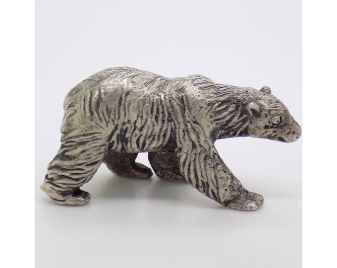 Vintage Italian Handmade Genuine Silver Large Polar Bear Figurine Rare Solid Sculpture