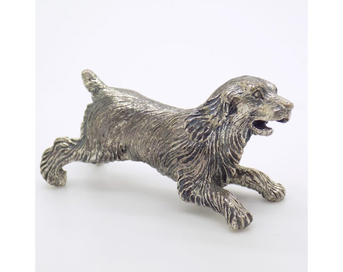Vintage Italian Handmade Genuine Silver Barking Dog Solid Figurine Rare and Large Detailed Miniature