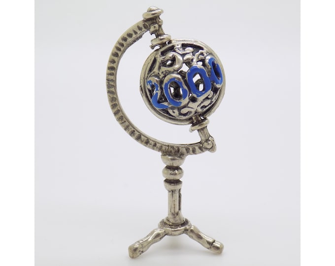 Vintage Italian Handmade Genuine Silver "2000 Millennium" Globe Miniature 800 Arezzo Collectible New Millennium Keepsake