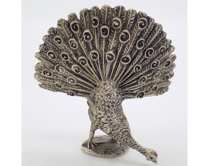 1.48-oz. Vintage Italian Handmade Genuine Silver Rare Peacock Solid Figurine Sculpture