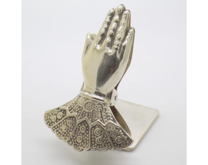 Vintage Italian Handmade Genuine Silver Hand Shaped Memo Clip Florence 1970/80s 800 Continental Silver Desk Accessory Card Photo Stand Decor