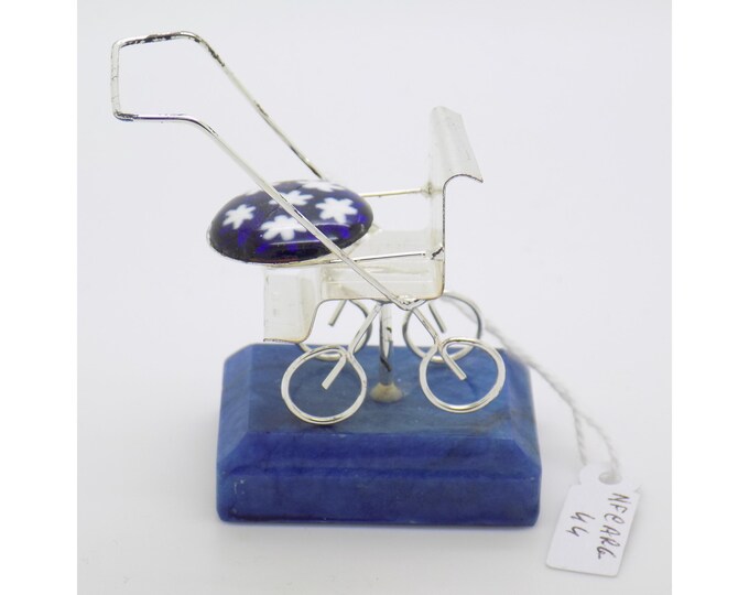 Vintage Italian Handmade Silver & Murrina Glass Stroller Figurine made in Florence (Tuscany) by NFC Gioielli