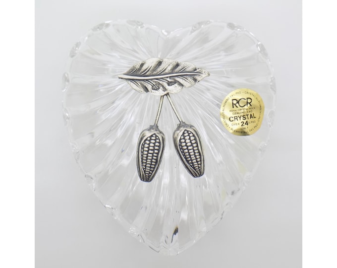 Vintage Italian Handmade Genuine Silver & Lead Crystal Jewellery Box with Corn Stalk Design