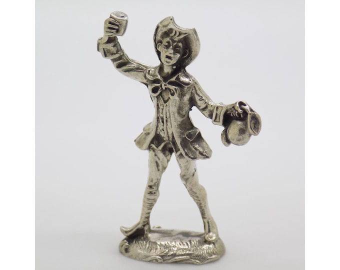Vintage Italian Handmade Genuine Silver Renaissance Drinking Man Figurine Silver Tested