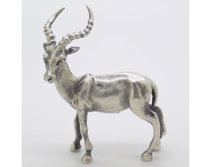 Vintage Italian Handmade Genuine Silver Ibex Animal Figurine Sculpture Miniature made in Tuscany (Arezzi)