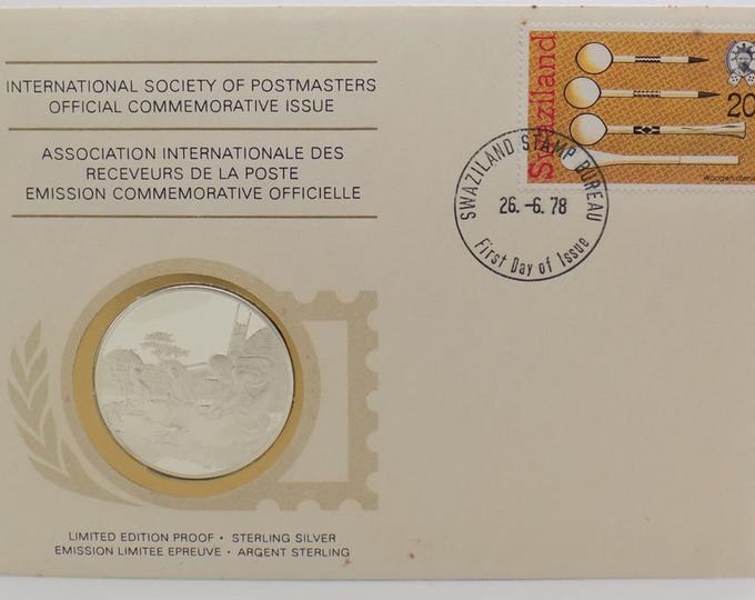 1978 Swaziland Sterling Silver Proof Medal FDC - Handicrafts of Swaziland