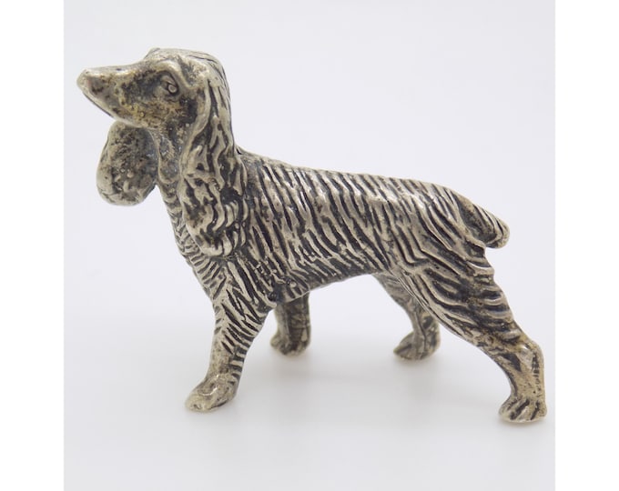 Vintage Italian Handmade Genuine Silver Dog Solid Figurine made in Novara (Italy), Rare Collectible