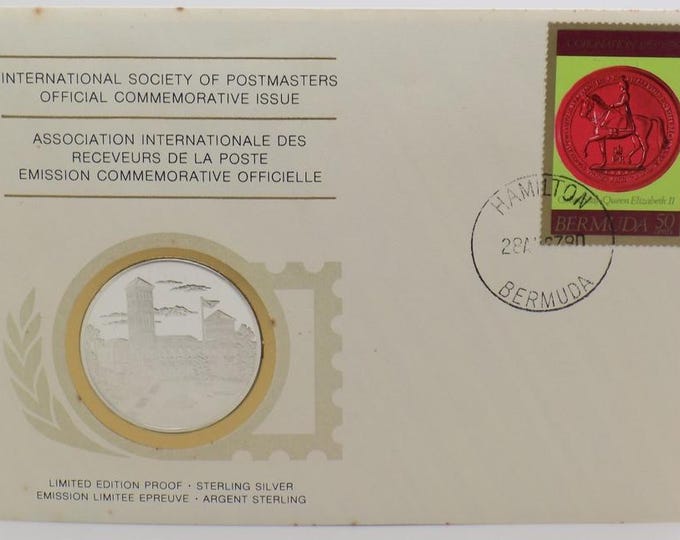 1978 Bermuda Sterling Silver Proof Medal FDC: Queen Elizabeth II Coronation